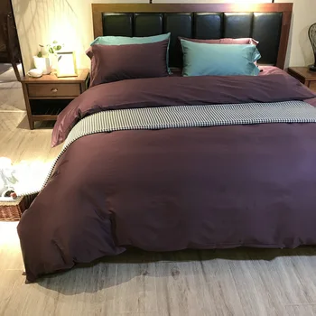 

Simple solid color 60 long-staple cotton cotton four-piece set of satin cotton printed bed linen bedding