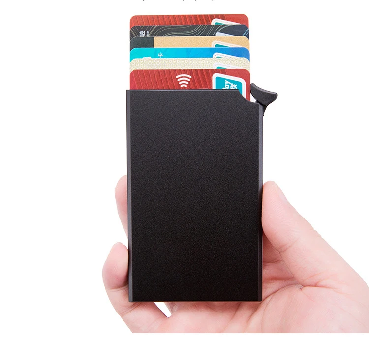 Простой мужской держатель для карт с RFID блокировкой Металлический Мини чехол