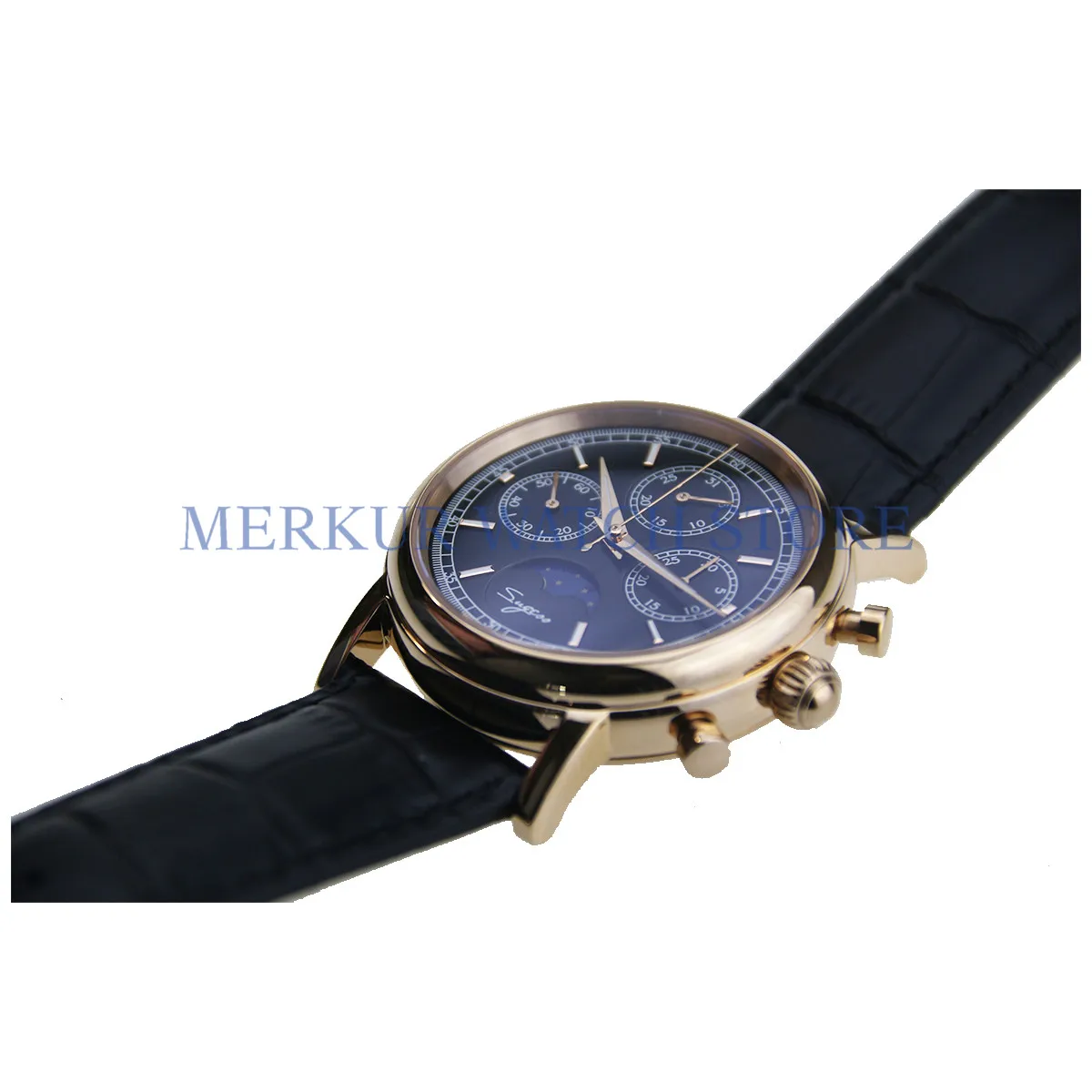 Sugess Luminour платье Роскошные Чайка движение Moonphase календарь Мужские механические часы с хронографом