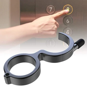 

No Touch Open Door Portable Hygiene Hand Antimicrobial Alloy Door Opener Elevator Handle Key Safety No Contact Tool