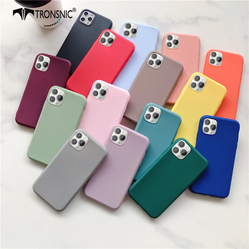 Однотонный чехол для телефона iPhone 11 Pro Max XR X XS MAX матовый черный синий мягкий