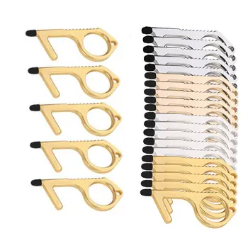 

5pcs/ bag Brass EDC Door Opener Touch Screen Buttons Hygiene Hand Bottle Opener Keychain Press Elevator Tool Door Handle Key