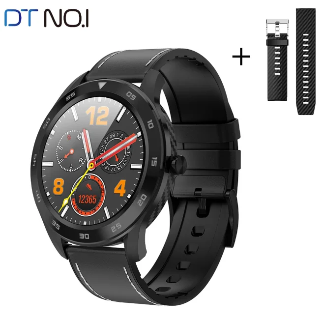 Black Leather DTNO. I NO.1 DT98 Смарт-часы IP68 Водонепроницаемый крови Давление монитор сердечного ритма Фитнес трекер 1,3 дюймов HD Экран Смарт-часы - Цвет: Black Leather