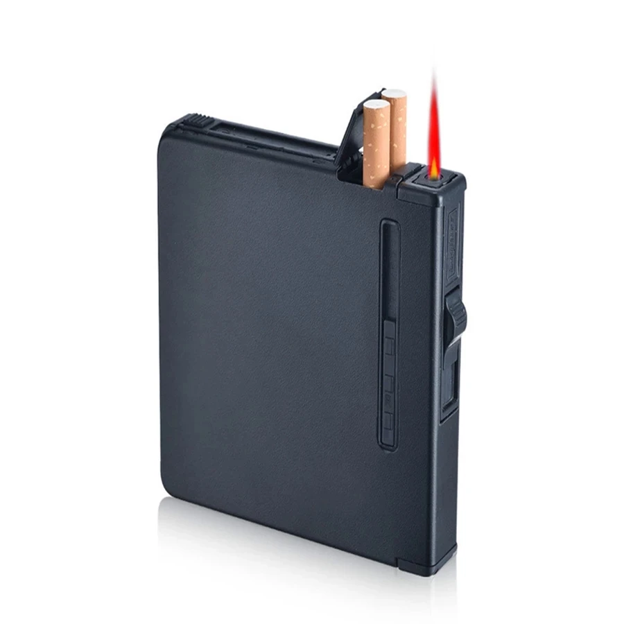 

8pcs Cigarettes Capacity Cigarette Case With Windproof Adjustable Flame Butane Gas Lighter Creative Cigarette Case Box Lighters