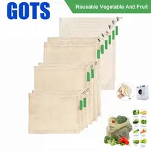 9 шт хлопок сетка овощи сумка для хранения для кухни экологически чистые многоразовые овощи и фрукты экологические сумки с Кулиской