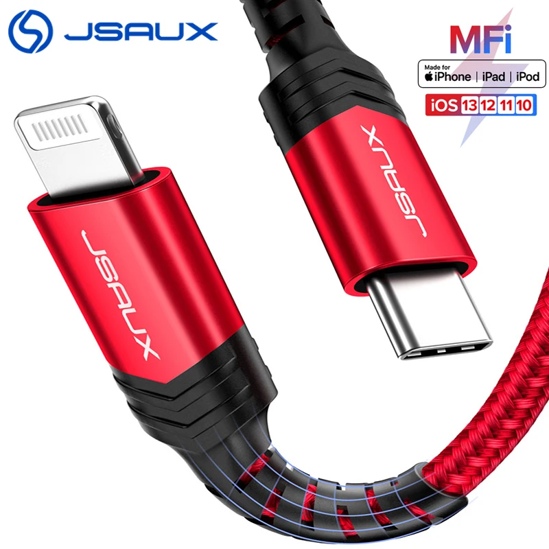 Usb кабель JSAUX с MFi сертификатом USB Type C Lightning PD20W iPhone 12 зарядный для 12/12 Mini/12 Pro/11