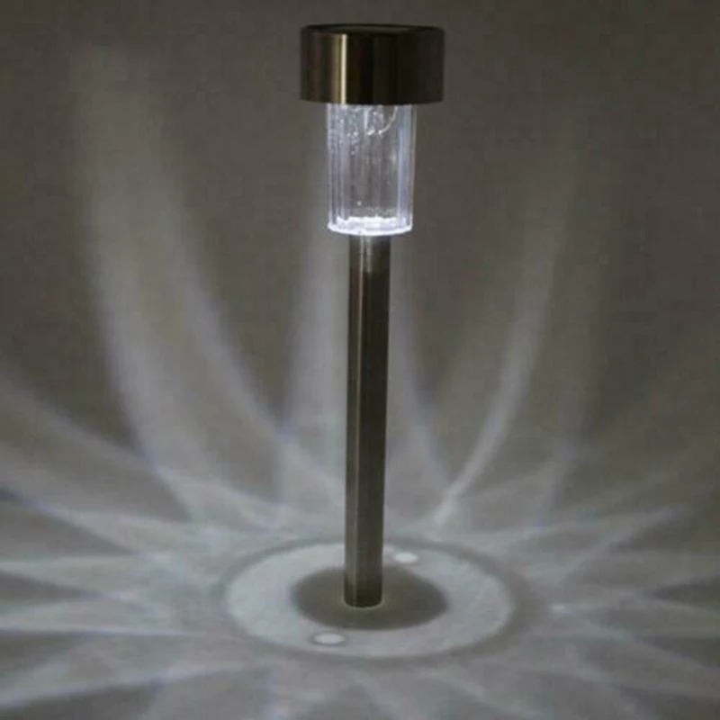 

24 Pcs White Solar Power Stainless Steel LED Lights Pathway Landscape Garden LED Lamps