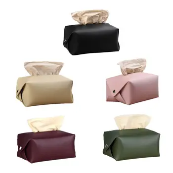 

PU Leather Facial Tissue Box Cover Napkin Holder Organizer Pouch Paper Towel Dispenser Container for Home Office Car Decoration