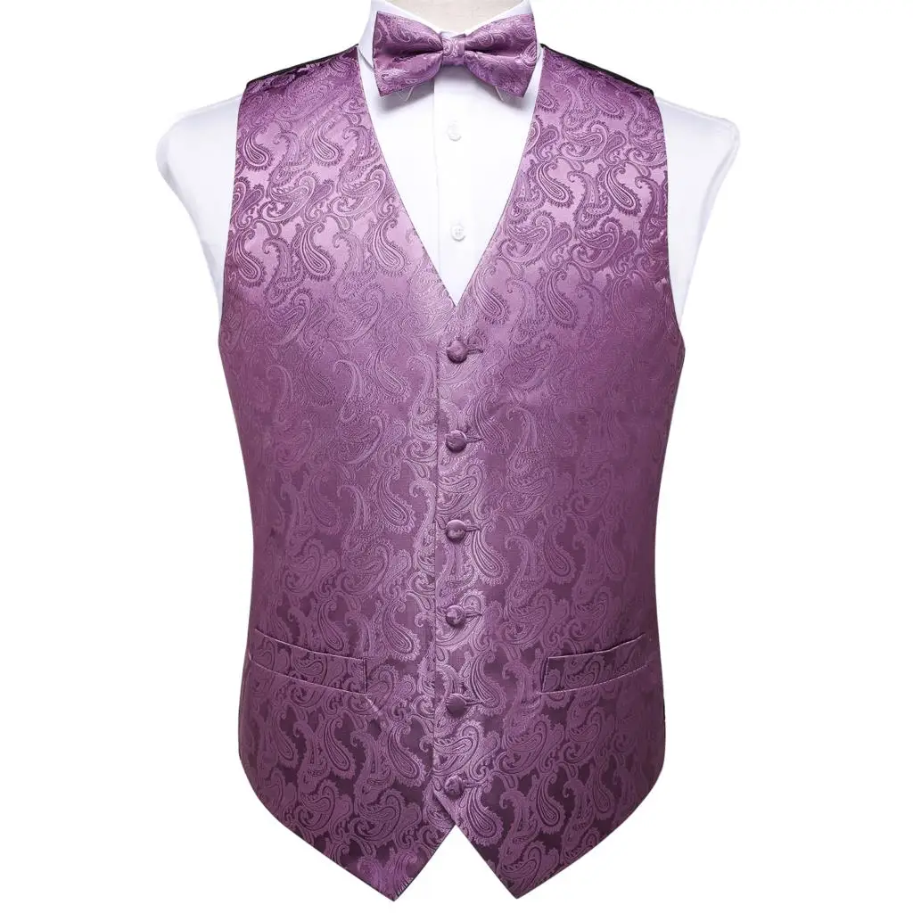 Men's Purple Paisley Fashion Wedding Men Silk Waistcoat Vest Bowties Hanky Cufflinks Cravat Set for Suit Tuxedo DiBanGu MJ-111 Men's Purple Paisley Fashion Wedding Men Silk Waistcoat Vest Bowties Hanky Cufflinks Cravat Set for Suit Tuxedo DiBanGu MJ-111