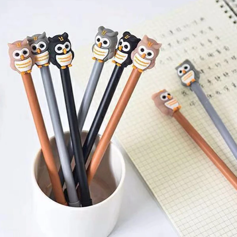 

Kawaii Silicone Owl Head Gel Pen Neutral Pen Writing Pen School Office Supply Student Stationery 0.5mm Black Ink