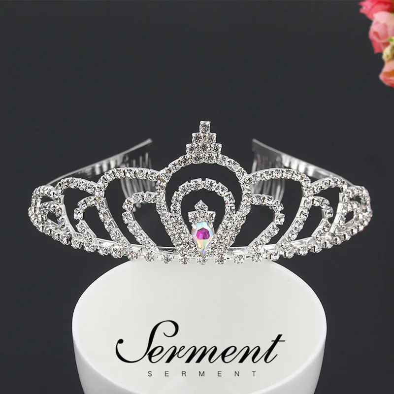 SERMENT Charm модная Принцесса Свадебная Корона тиары Кристалл Циркон Посеребренная