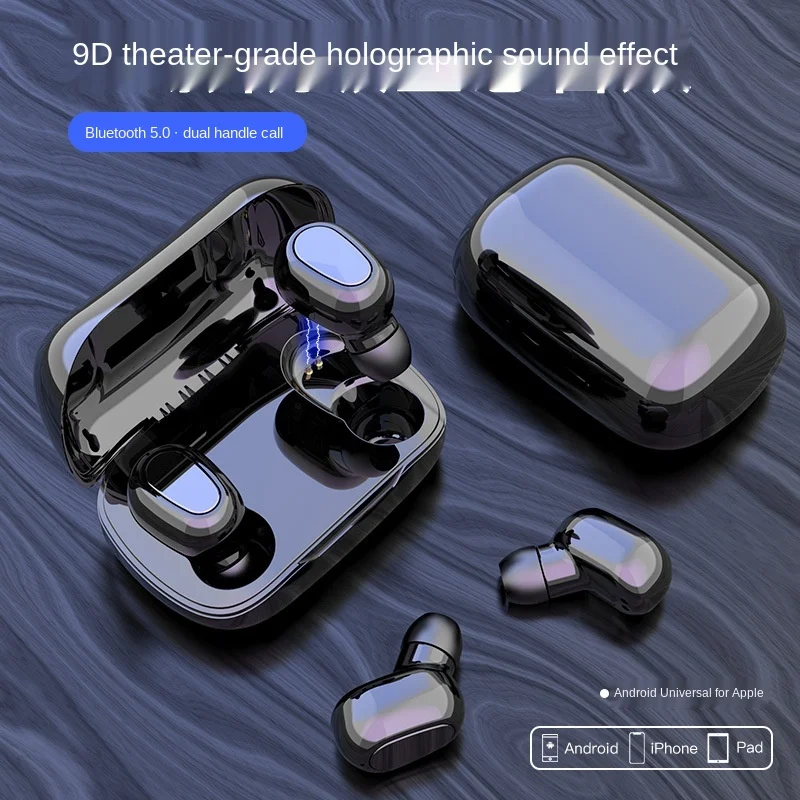 Free shipping 5 0 Bluetooth headset Mini stereo Binaural call Portable charging box Automatic pairing Smart chip HD call
