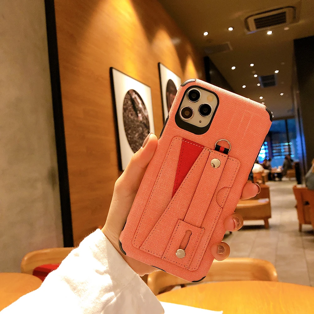 Модный холщовый чехол для телефона с подставкой для iphone 11 pro max x xs xr чехол с отделением для карт для iphone 6s 8plus 7 анти-падение задняя крышка