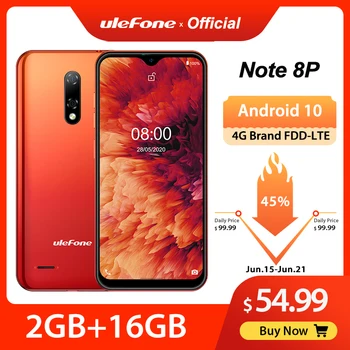 Ulefone Note 8P Smartphone Android 10 4G Celular Phone Waterdrop Screen Quad Core 2GB+16GB 5.5-inch 8MP Camera