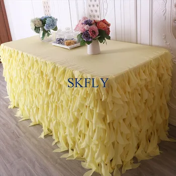 

CL037J new many colors 6ft rectangle 30'' wide, 72'' long, 30'' drop, yellow curly willow chiffon table cloth with top
