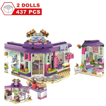 

Friends Emma's Art Cafe Stacking Building Bricks Figure DIY Kid Toys Girls Friend For Children Gift