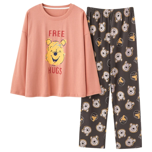 Disney Cartoon Snow White Dwarf Long Pajamas Set Lady Autumn Winter Cotton Long Sleeve Trousers Suit Printing Kawaii Pyjamas Set 3527