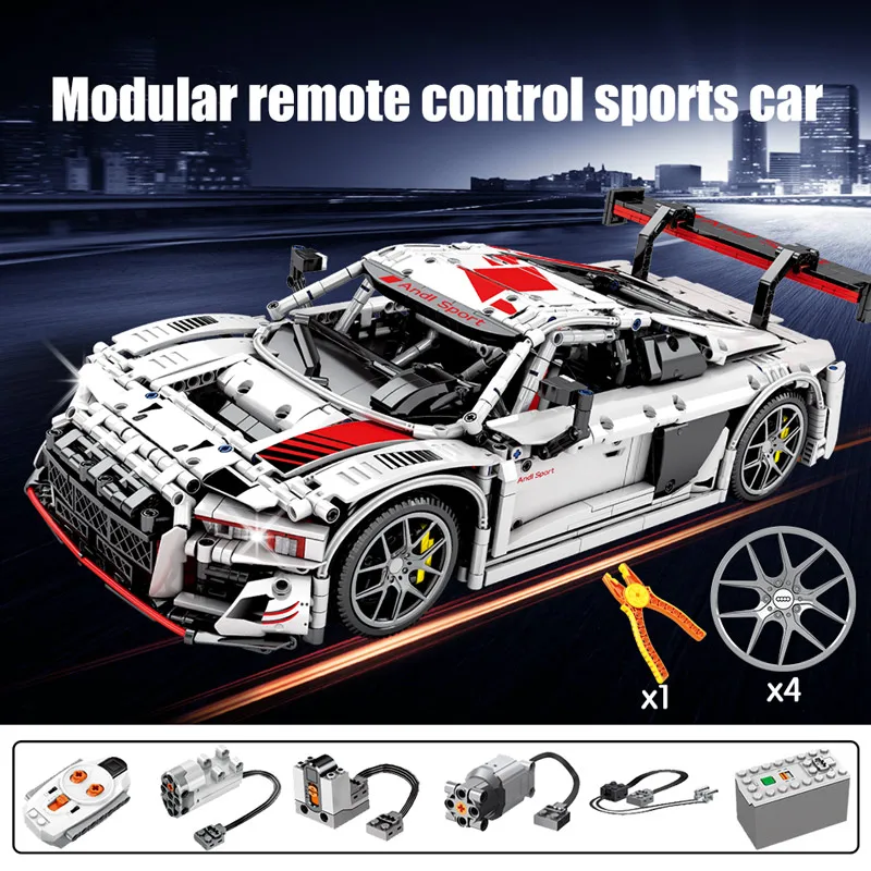 

701023 racing car technich audi R8 with RC modular remote control sport vehicle allegory model buiding stacking blocks bricks