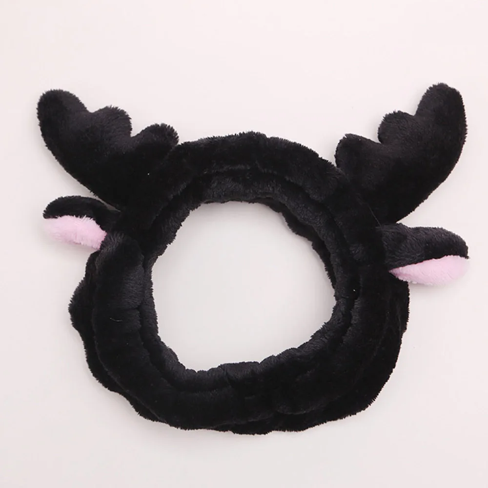 Black Ear Повязка на голову из кораллового флиса с бантом для макияжа для женщин, женская маска для мытья лица, косметическая повязка на голову, эластичные мягкие аксессуары для волос в виде тюрбана - Цвет: Black Ear