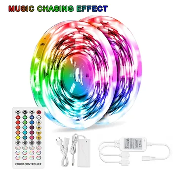 

Revolving Chasing Effect Addressable RGB 5050 Rope LED Strip Lights Package Set Music Sync 12V 5M 10M Dream Color LED Tape Light