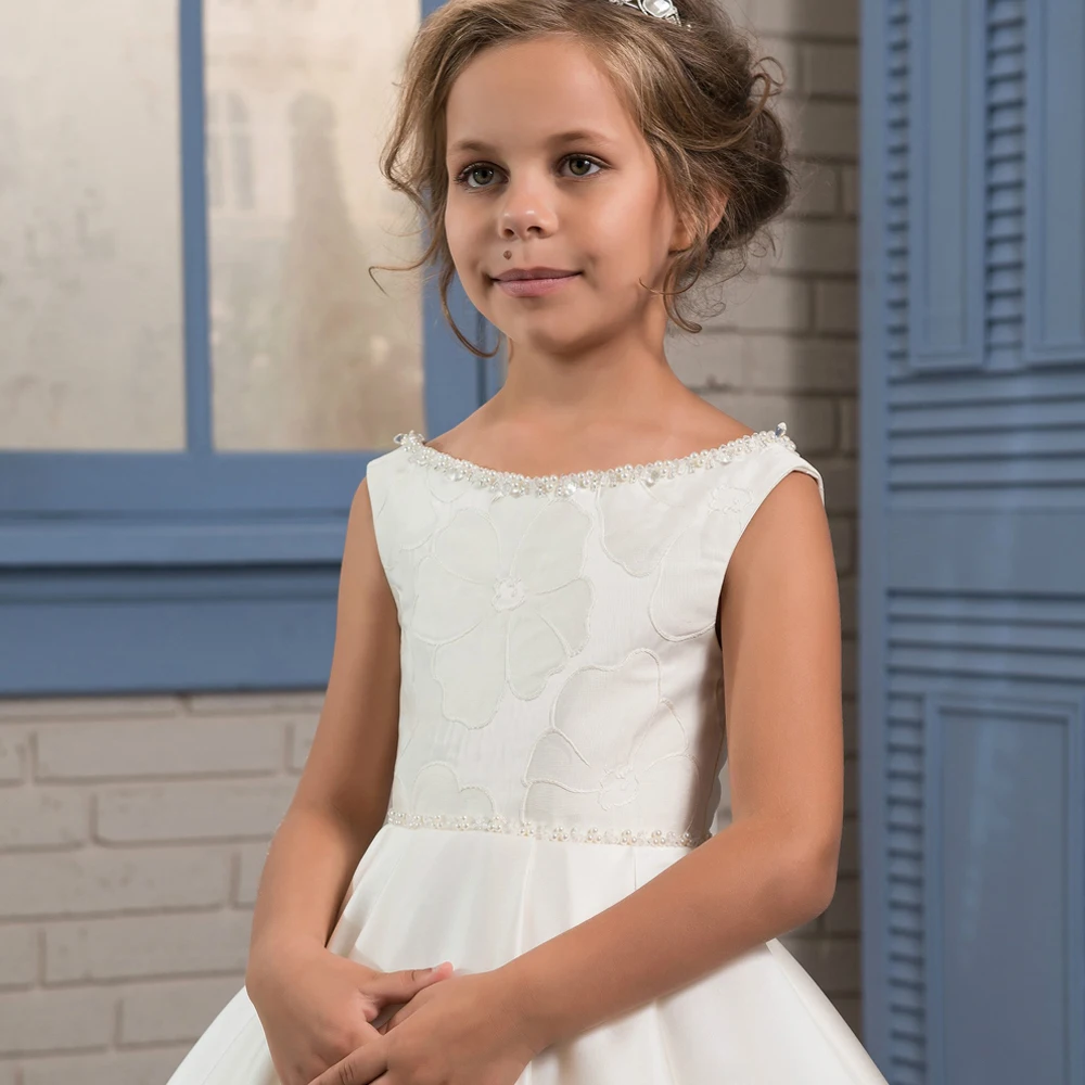 Flower Girl Dresses: Fancy Pearls Flower Girl Dresses Vestidos daminha A Line Kids Evening Pageant Gowns Beads First Communion Dresses For Girls