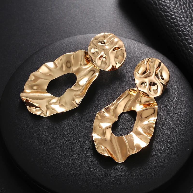 JIOFREE Vintage PUNK Clips Earrings for Women Gold Color Geometric Statement Earring Metal Hanging Fashion ear clip Jewelry ear clip earrings,clip earrings,ear clip,ear accessories
