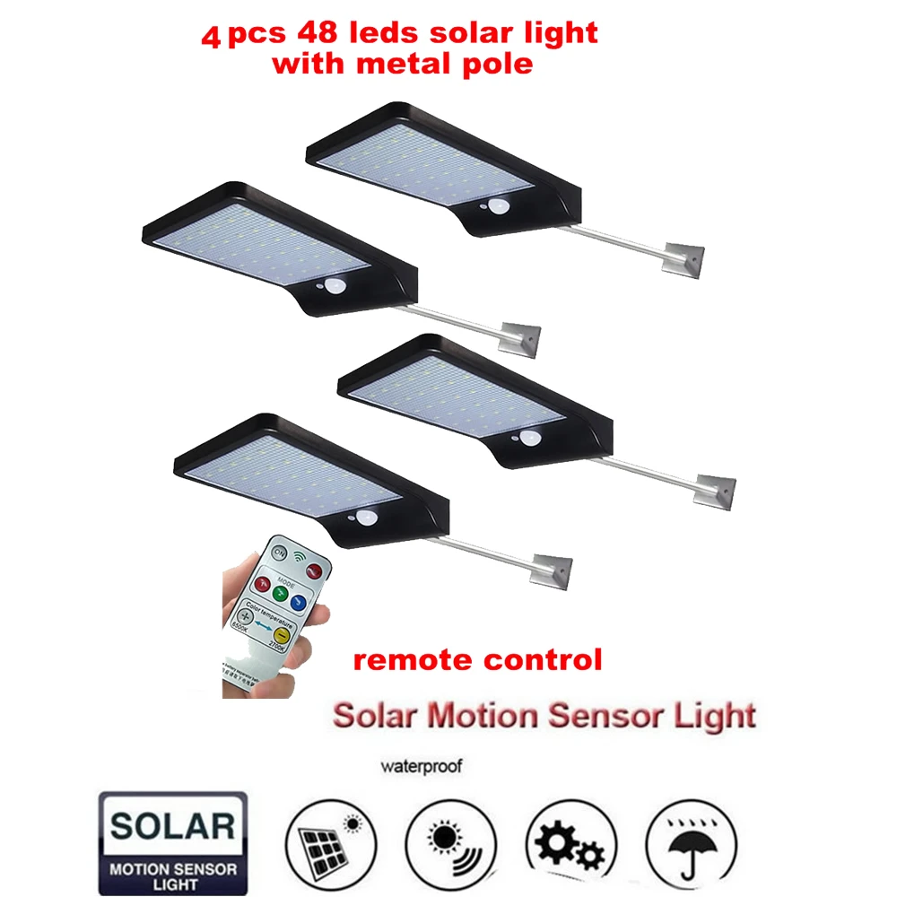 

2/4pcs Solar Light PIR Motion Sensor 48 LED Outdoor Waterproof Energy Saving Street Yard Path Solar Power Garden Lamp Sunlight s