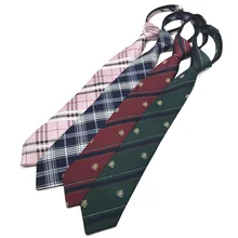 Клетчатый галстук в японском стиле для женщин в духе колледжа, модный мужской галстук-бабочка на молнии