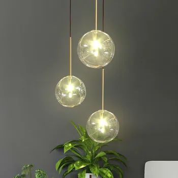 

Nordic creative geometric chandelier round living room cafe bar lamp bedroom single head chandelier LM5101350py