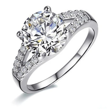 

Test Positive Trendy 2CT 8mm Round D-E Lab-Grown Moissanite Diamond Ring Solid 925 Sterling Silver Engagement Ring