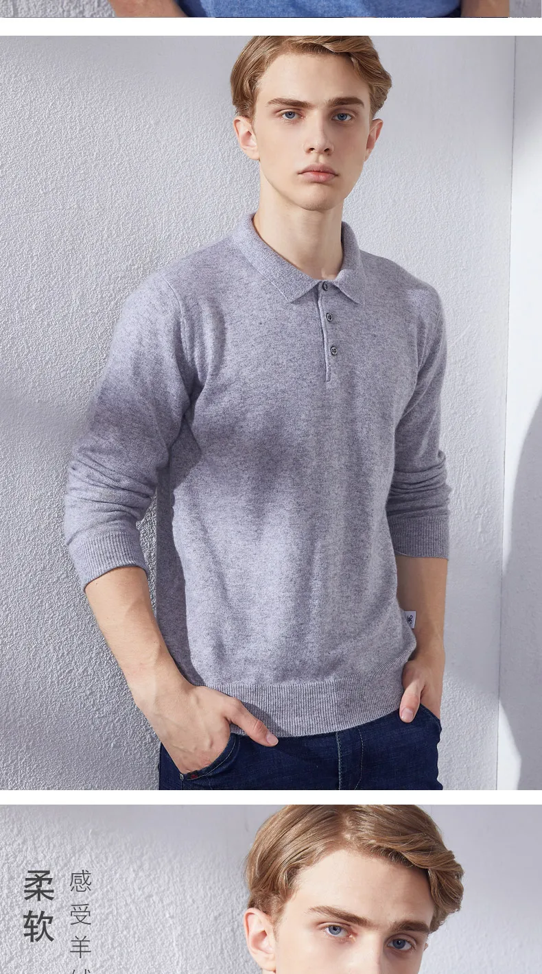 Roupas 100% Cores Dos Homens Jumpers Cashmere Malha Polo-Neck Pullovers 7