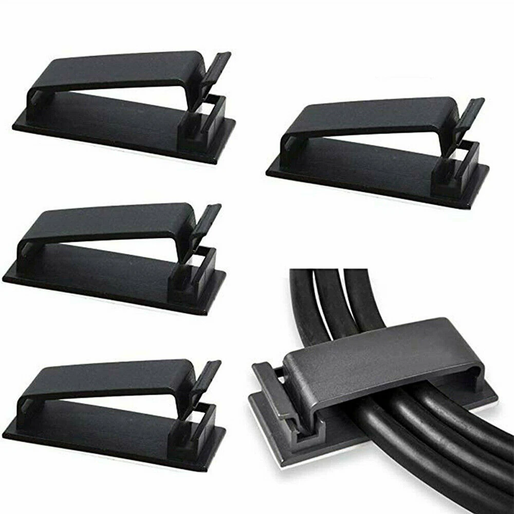 10pcs Self Stick Cable Clips Self Adhesive Management Clamp ABS Wire  Organiser Rectangle Desktop Tidy Cable Holder For Computer - AliExpress