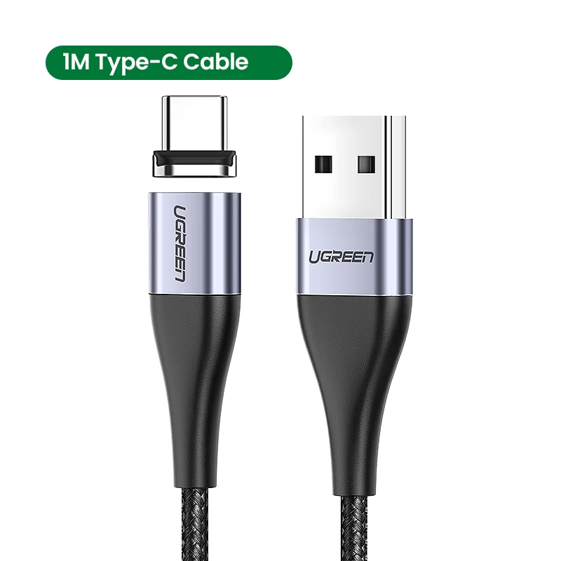 Cable de carga USB magnético UGREEN tipo C, cable micro USB para teléfono, cargador magnético micro USB para Xiaomi 3A, cable de cable para teléfono móvil