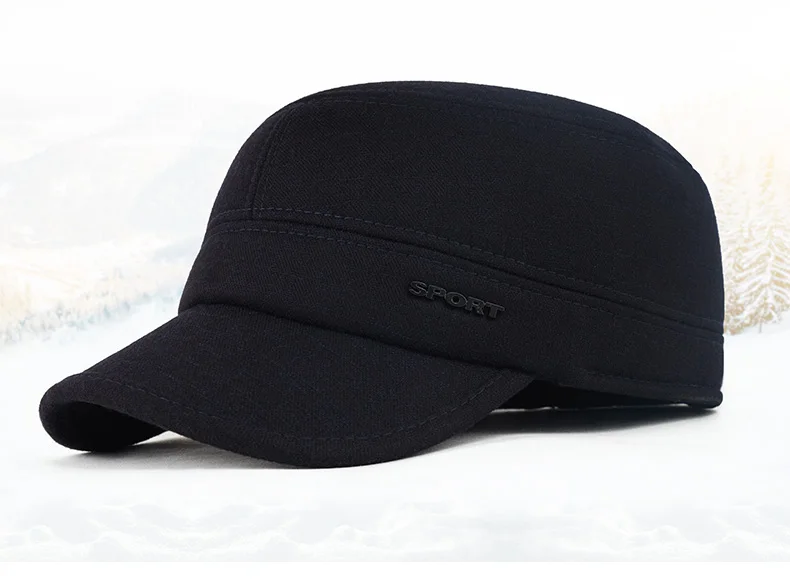 GBCNYIER Outdoor Winter Windproof Sunhat Short Brim Lock Warm Ear Protection Woolen Men Hat Fashion Dark Color