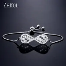 ZAKOL простой кубический цирконий 8 Lucky капли воды регулируемый браслет для женщин Свадьба юбилей подарок на день рождения ювелирные изделия FSBP2118