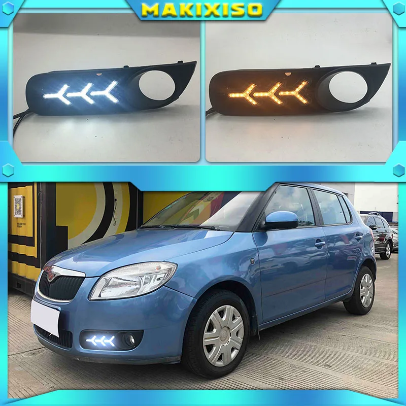 1 paire de couvercles de phares antibrouillard pour SKODA Fabia 2008-2011,  12V, ABS, LED DRL - AliExpress