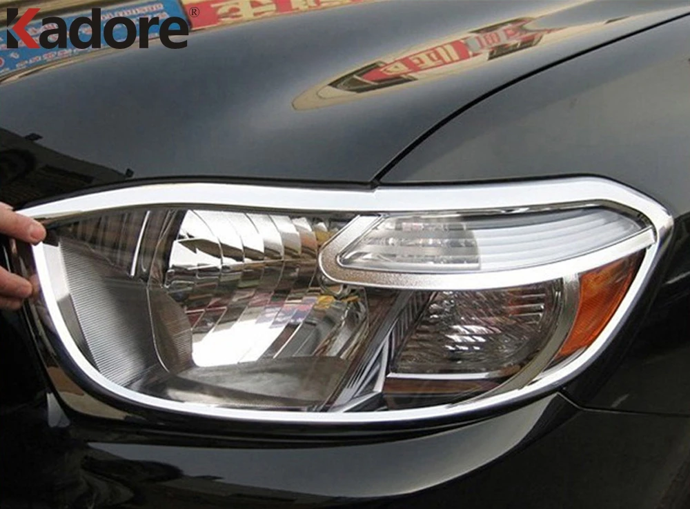 2 шт. хромированные накладки на передние фары для Toyota Highlander 2008 2009 2010