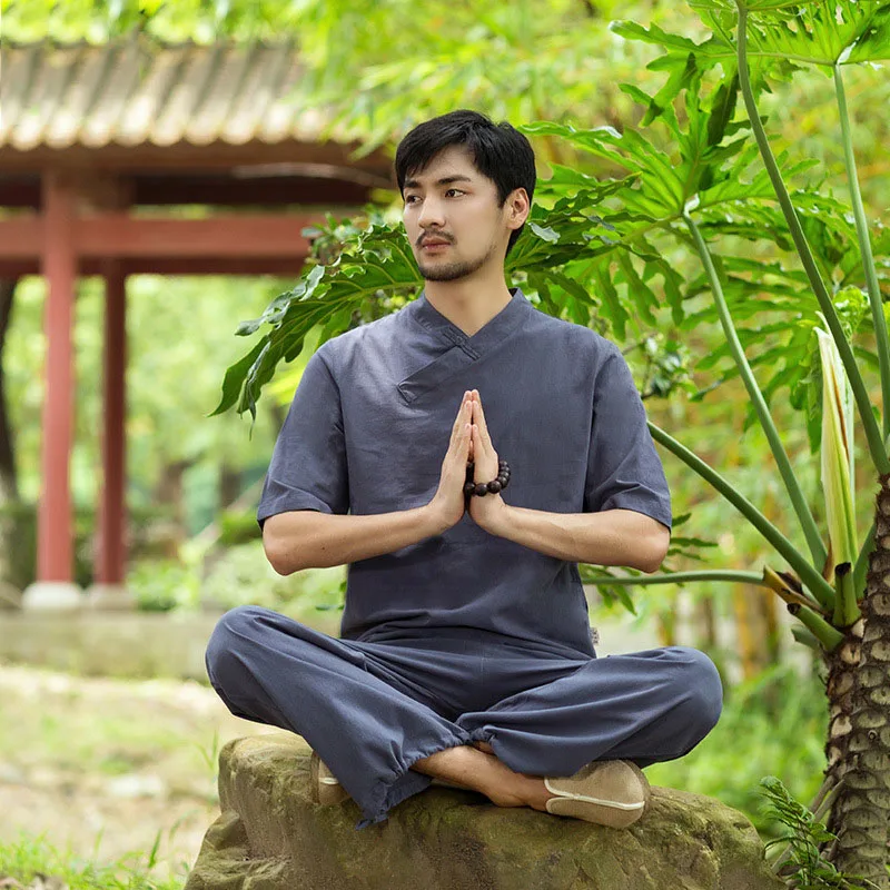 Uniforme Kung Fu одежда для ушу Китайская традиционная мужская одежда форма для Кунг Фу мужской короткий рукав тайчи Йога тренировки одежда