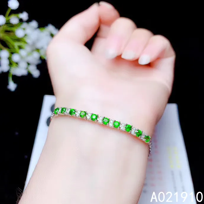 

KJJEAXCMY boutique jewelry 925 sterling silver inlaid Natural Diopside gemstone ladies bracelet support detection noble