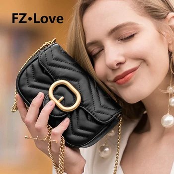 

Quilted Crossbody Bag for Women Ladies Small Purse with Golden Chain Strap Shoulder Handbags White/Red/Black Satchel Flip Bags