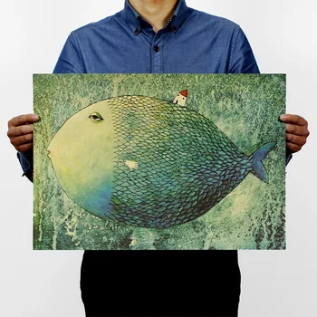 

Big Fish Little House Vintage Kraft Paper Classic Movie Poster Map School Decor Garage Wall Decor Art Retro School Prints
