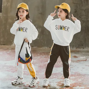 

Kids Sets 2020 Spring Fashion Sports Two-piece Girl Casual Long-sleeved Suit Breathable College Style Suit 3 5 7 9 11 Year Old