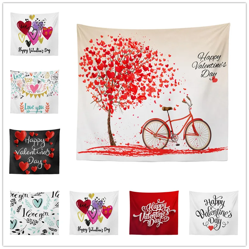 

Cross Border Supply of Goods Europe And America Valentine's Day Tapestry Home Decoration Graphic Customization Manufacturers Dir