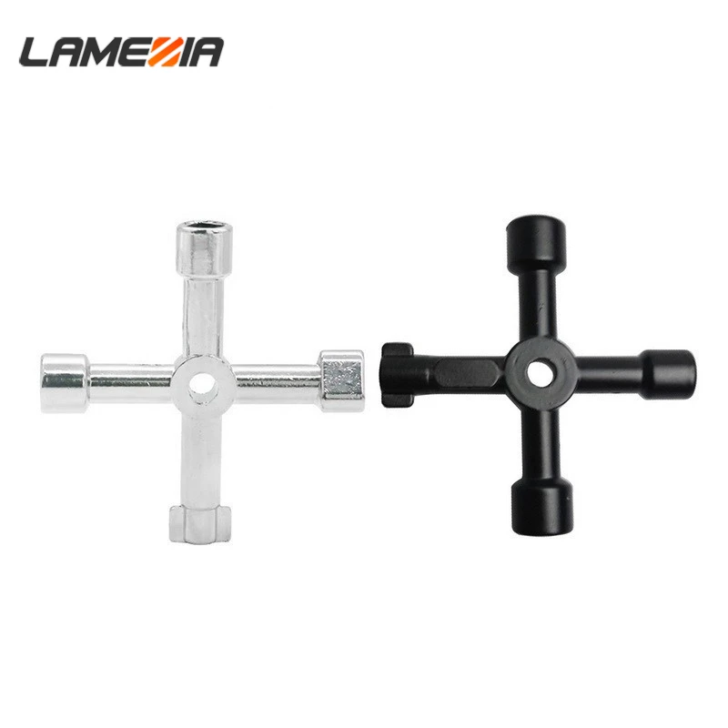 

LAMEZIA Carbon Steel New 4 In 1 Universal Key Wrench Square Triangle Spanner Train Electrical Elevator Cabinet Switch