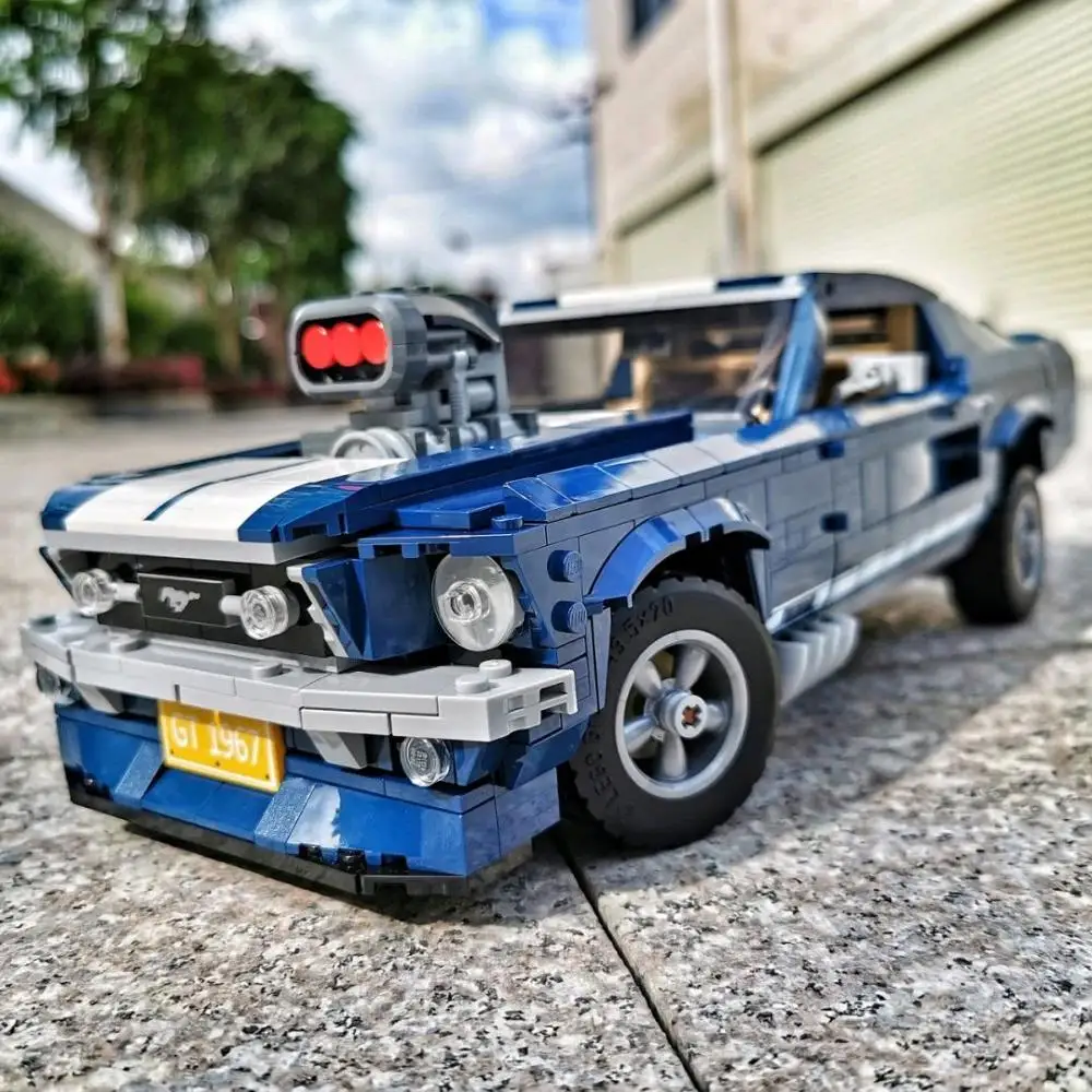 Technic Fords Mustang 21047 Creator Expert автомобиль совместим с Iegoset 10265 строительные блоки кирпичи образовательные модели игрушек