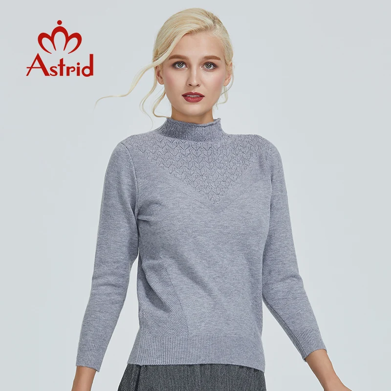 Astrid 2019 Осень новое поступление свитер женский высококачественный тонкий хлопковый топ коричневый новый популярный элегантный
