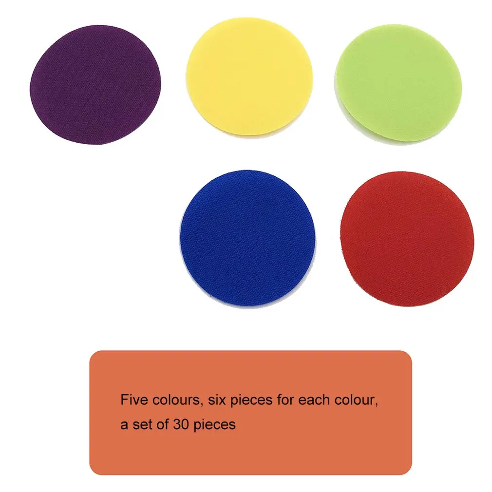 30pcs 5 colors 30 шт., детская игрушка для раннего образования, ковер, знак, волшебные наклейки, позиционирование ковра, волшебный цвет, круглый знак, Детские тренировочные принадлежности - Цвет: 30pcs 5 colors
