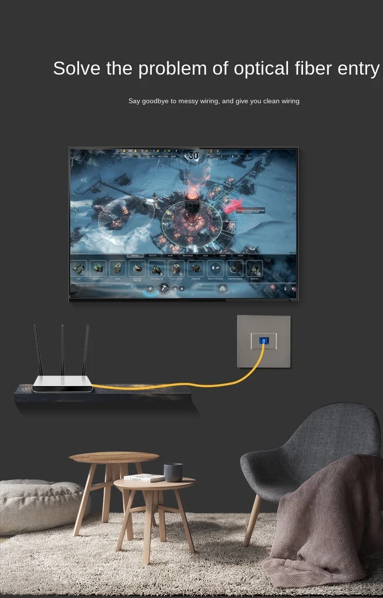 Description Picture 5 of itemDepoguye Wall-mounted one port fiber optic information socket panel, SC fiber optic wall connector panel with fiber optic cable