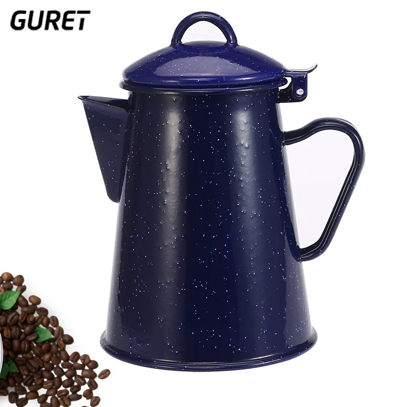 Кофейник GURET 800/1200/1800 мл эмалированный чайник ручной винтажный домашний декор
