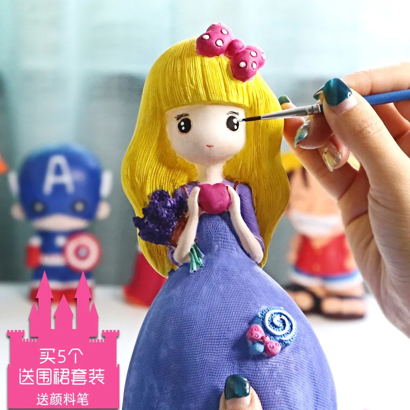 

Children Painting DIY Plaster Mold Fall Hand-Painted Not Bad Vinyl Figurine Coloured Drawing Graffiti White Embryo Coin Bank